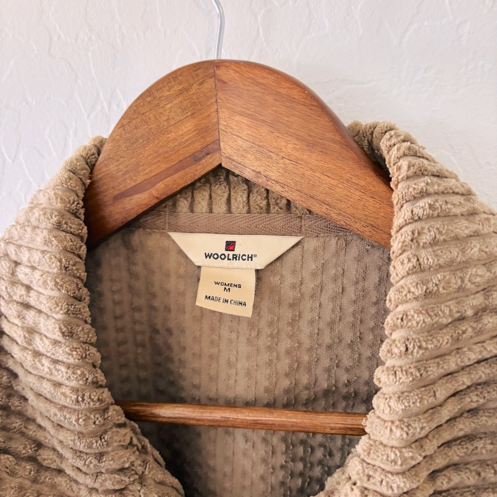 Woolrich Tan Ribbed Women’s Fullzip Medium Jacket Cotton‎ 2090RS - Picture 3 of 7